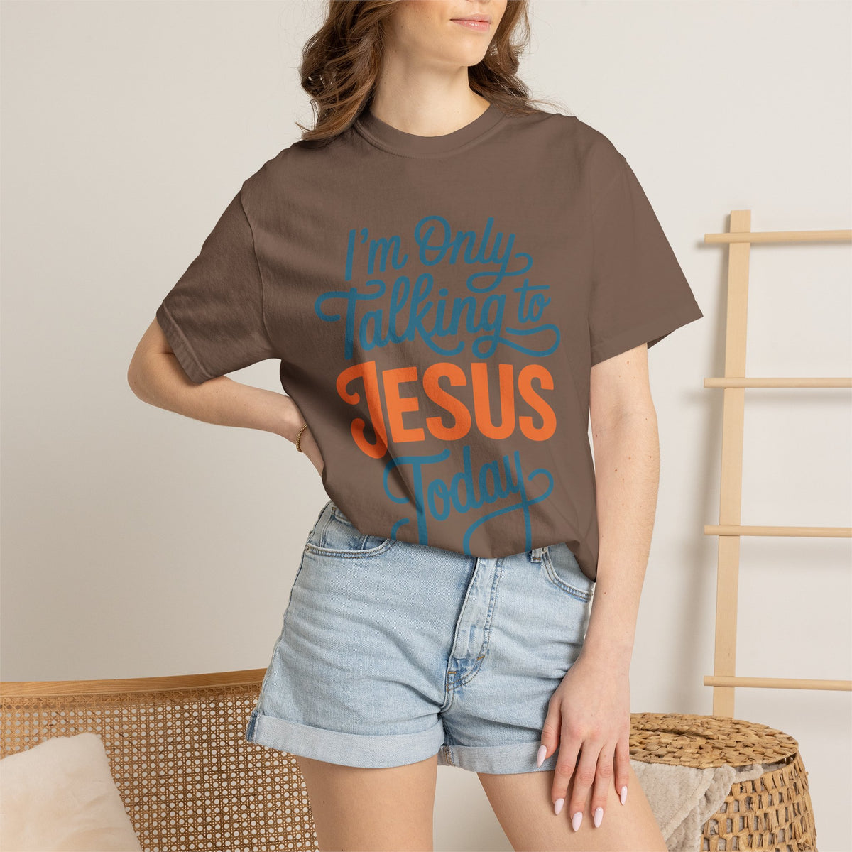 Christian Faith Comfort Colors Shirt, I'm Only Talking To Jesus Today Tee, Religious Graphic Shirt, Prayer Warrior Gift for Women