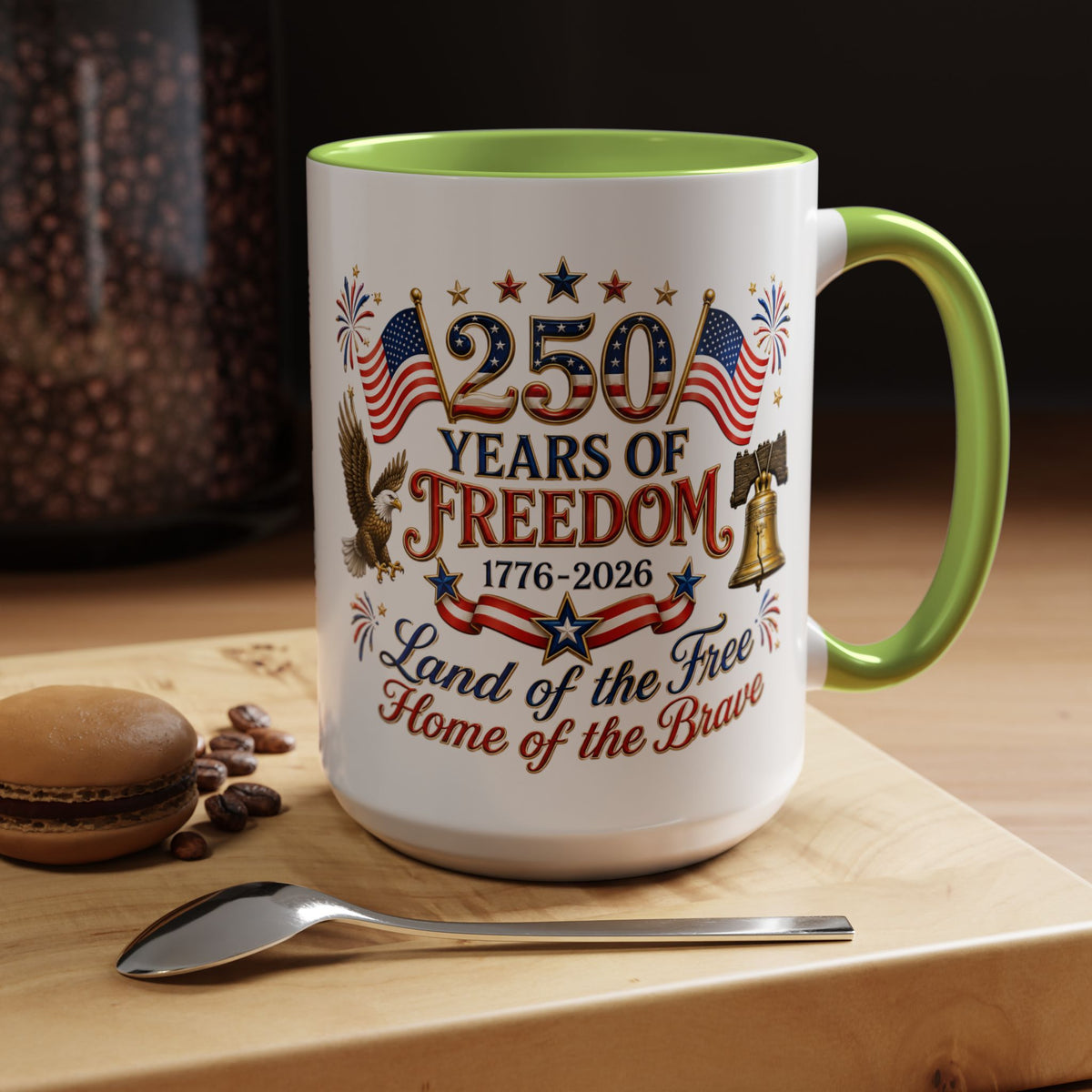 250 Years of Freedom Mug, America 250th Anniversary Coffee Mug, Patriotic Eagle Liberty Bell Cup, USA Semiquincentennial Gift