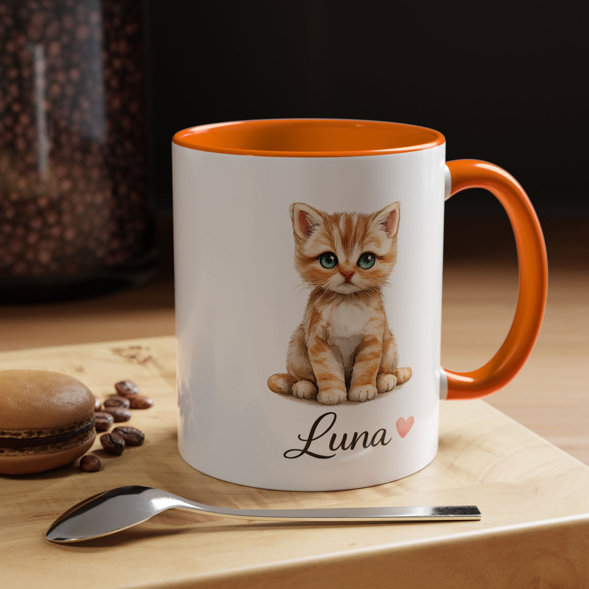 Personalized Cat Lover Mug, Custom Cat Name Coffee Mug, Cute Kitten Mug Gift for Cat Moms, Pet Lover Keepsake Cup