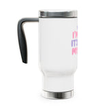 Funny Sarcastic Travel Mug with Handle, I'm Fine It's Just My Face Pastel Quote, Coffee Lover Gift for a Best Friend or Office Coworker