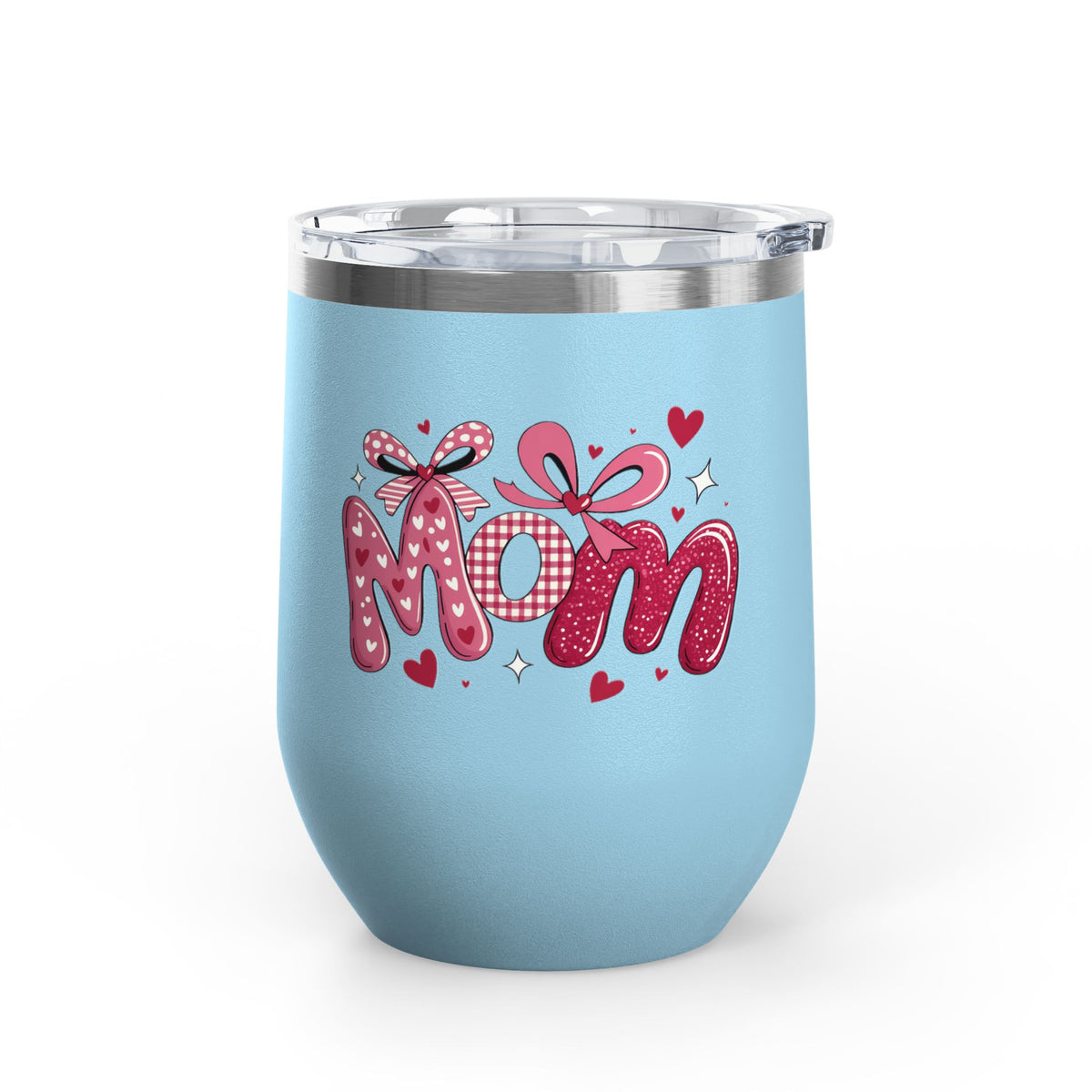Mom Wine Tumbler, Mother's Day Gift for Mom, Pink Bow Drinkware, Mom Gift from Daughter, Personalized Style, Cute Wine Cup for Her