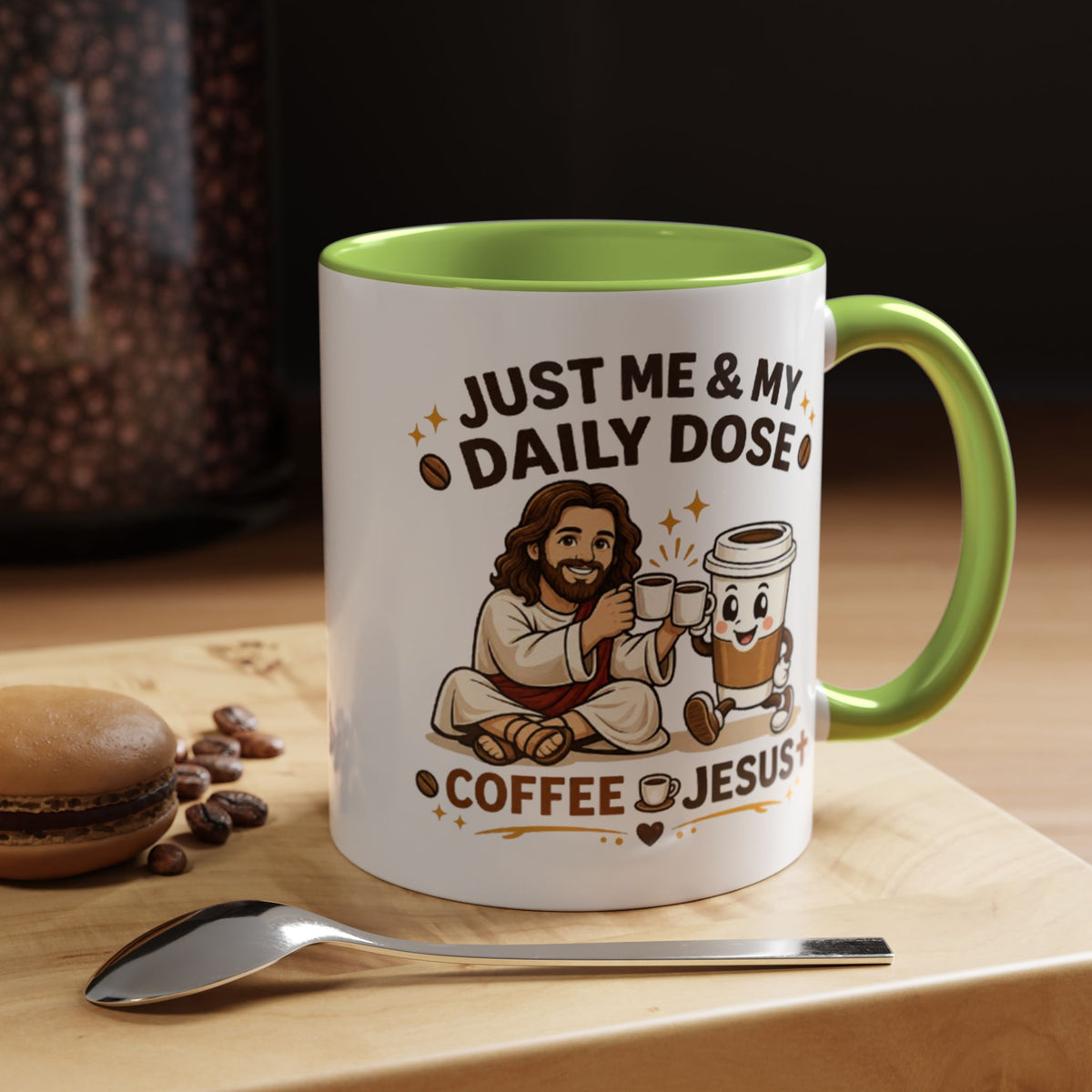 Christian Coffee Lover Mug, Just Me and My Daily Dose Coffee and Jesus Mug, Faith Based Coffee Mug, Christian Gift for Women Me
