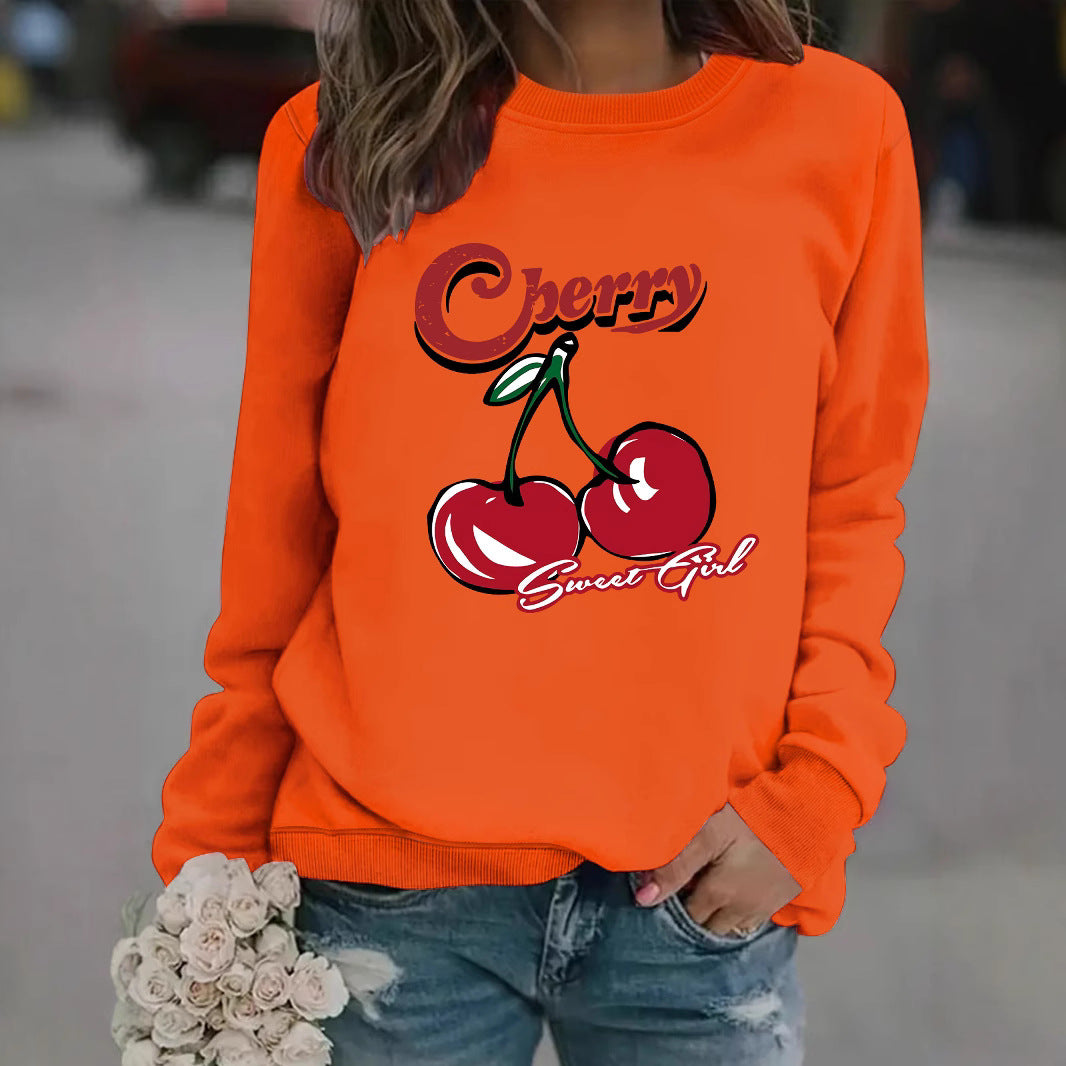 Long sleeved round neck pullover sweatshirt sweatshirt