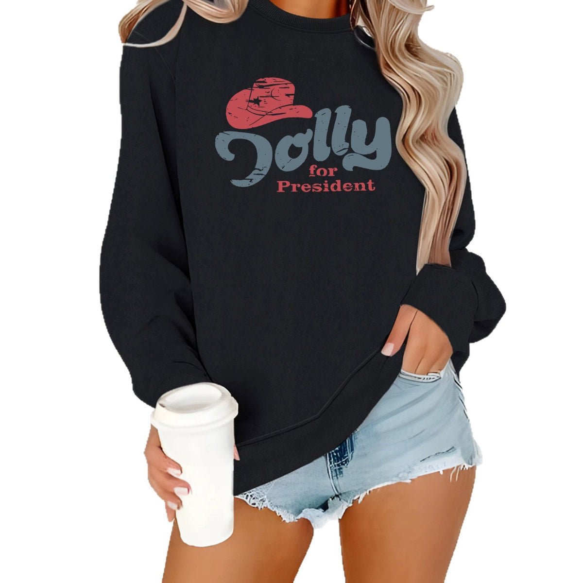 Round neck fleece hoodie
