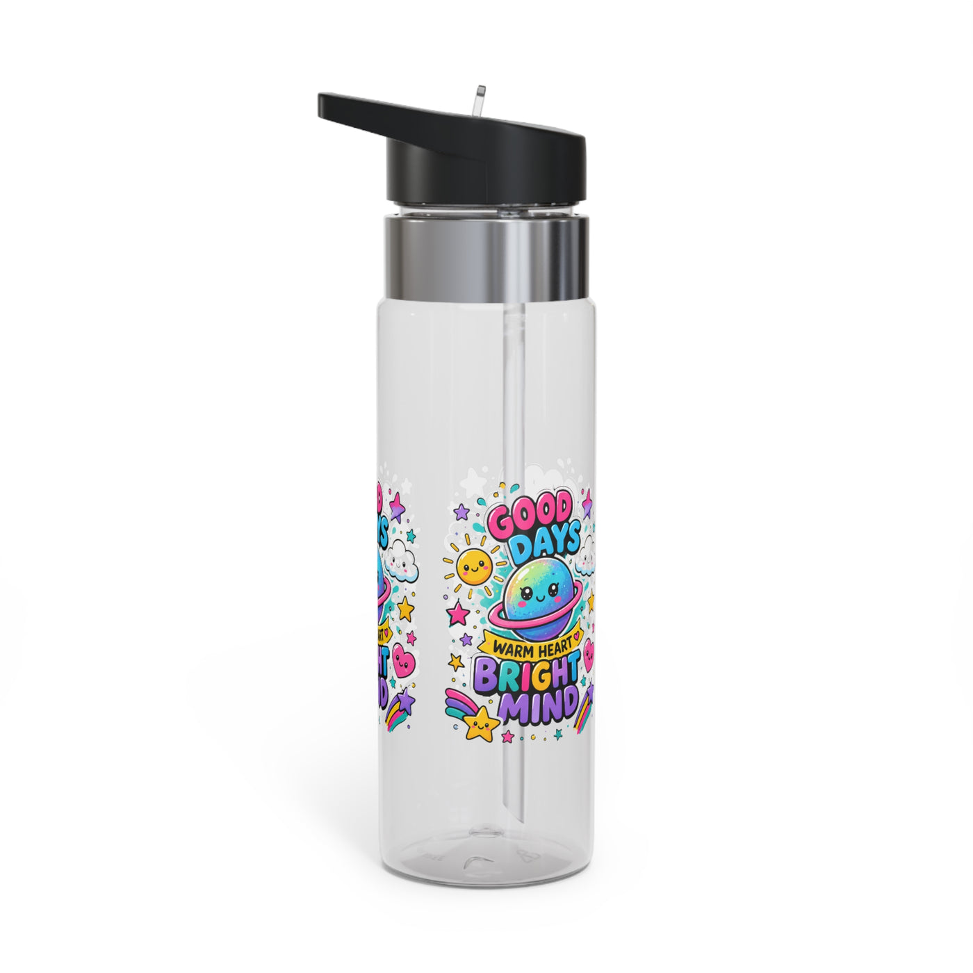 Cute Transparent Water Bottle for Kids, Good Days Drink Bottle, Kawaii Space Water Bottle, Positive School Gift, Colorful Kids Drinkware