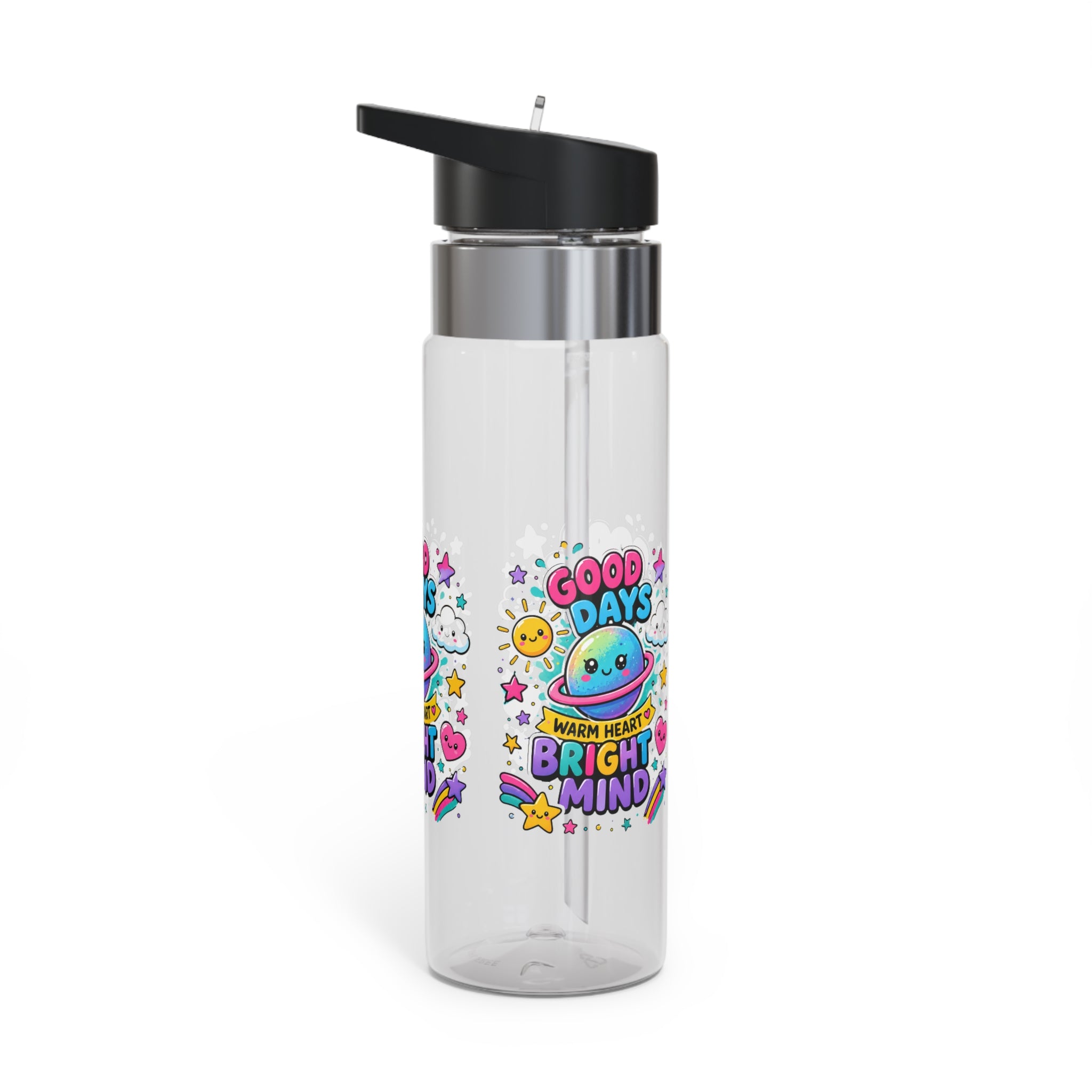 Cute Transparent Water Bottle for Kids, Good Days Drink Bottle, Kawaii Space Water Bottle, Positive School Gift, Colorful Kids Drinkware