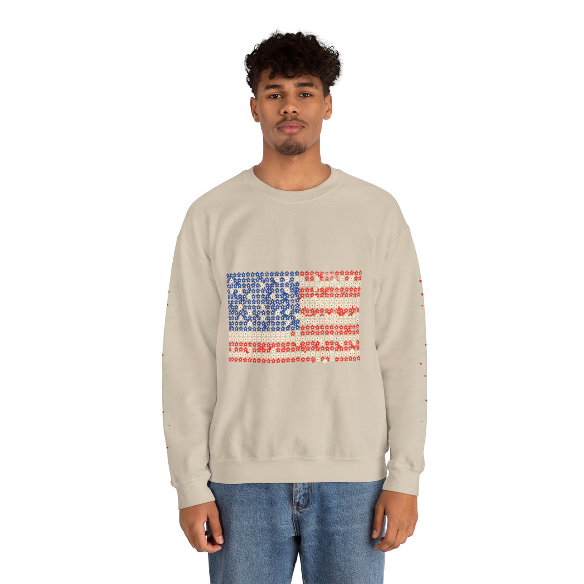 Patriotic American Flag Sweatshirt, USA Floral Crewneck, Vintage Americana Pullover, Fourth of July Outfit, Summer Patriotic Gift for Her