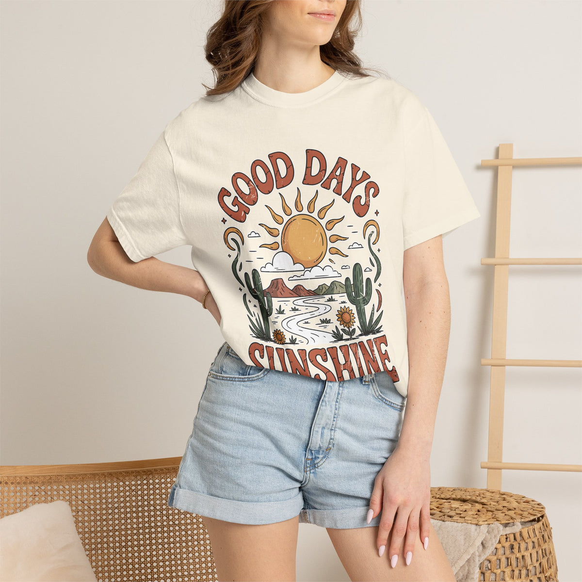 Positive Sunshine Comfort Colors Shirt, Good Days Sunshine Graphic Tee, Retro Desert Nature Shirt, Boho Summer Aesthetic Tee