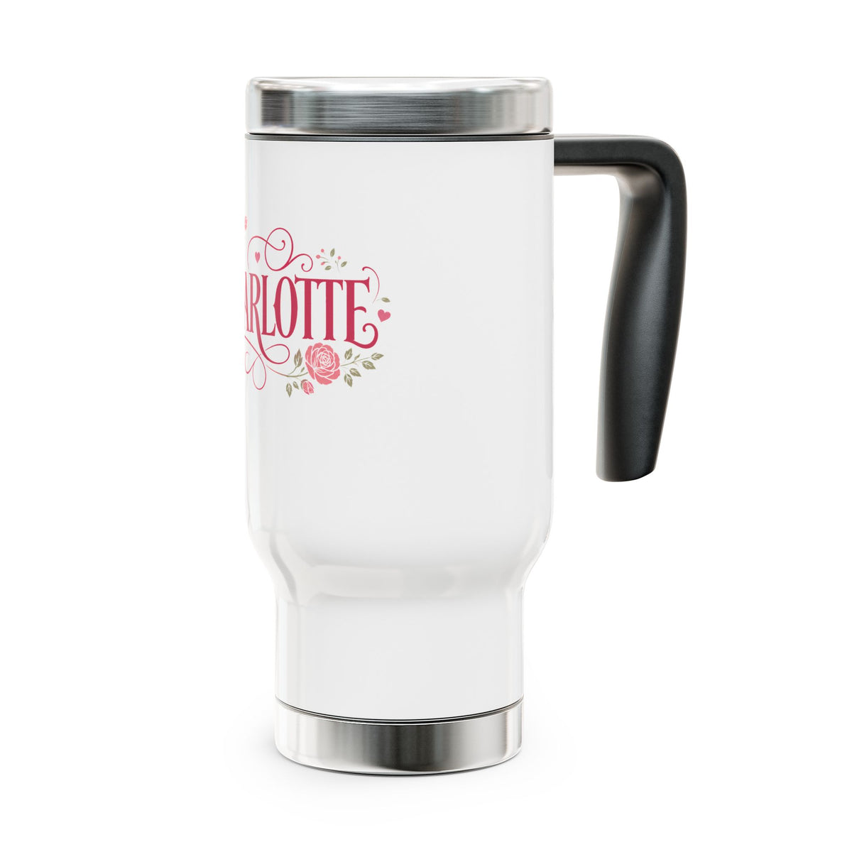 Personalized Floral Stainless Steel Travel Mug, Custom Name Coffee Cup, Rose Drinkware, Gift for Her, Feminine Travel Tumbler