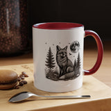Fox Moon Mug, Black and White Woodland Coffee Cup, Celestial Forest Animal Gift for Fox Lover, Rustic Cabin Decor, Nature Birthday Present