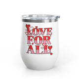 Love for All Wine Tumbler, Retro Pixel Heart Drinkware, Cute Valentine Gift for Her, Romantic Anniversary Present, Colorful Love Cup