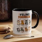 Funny Cat Science Coffee Mug, Feline Formulas Cat Lover Mug, Chemistry Cat Gift, Nerdy Cat Mom Cup for Scientists & Students