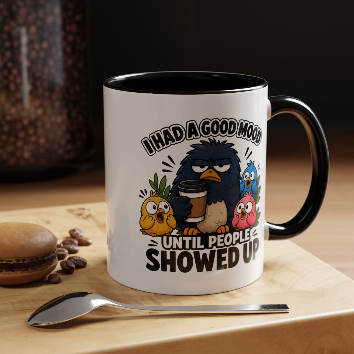 Funny Introvert Bird Coffee Mug, Grumpy Bird Coffee Mug, I Had a Good Mood Until People Showed Up Mug, Coworker Gift, Office Humor Mug