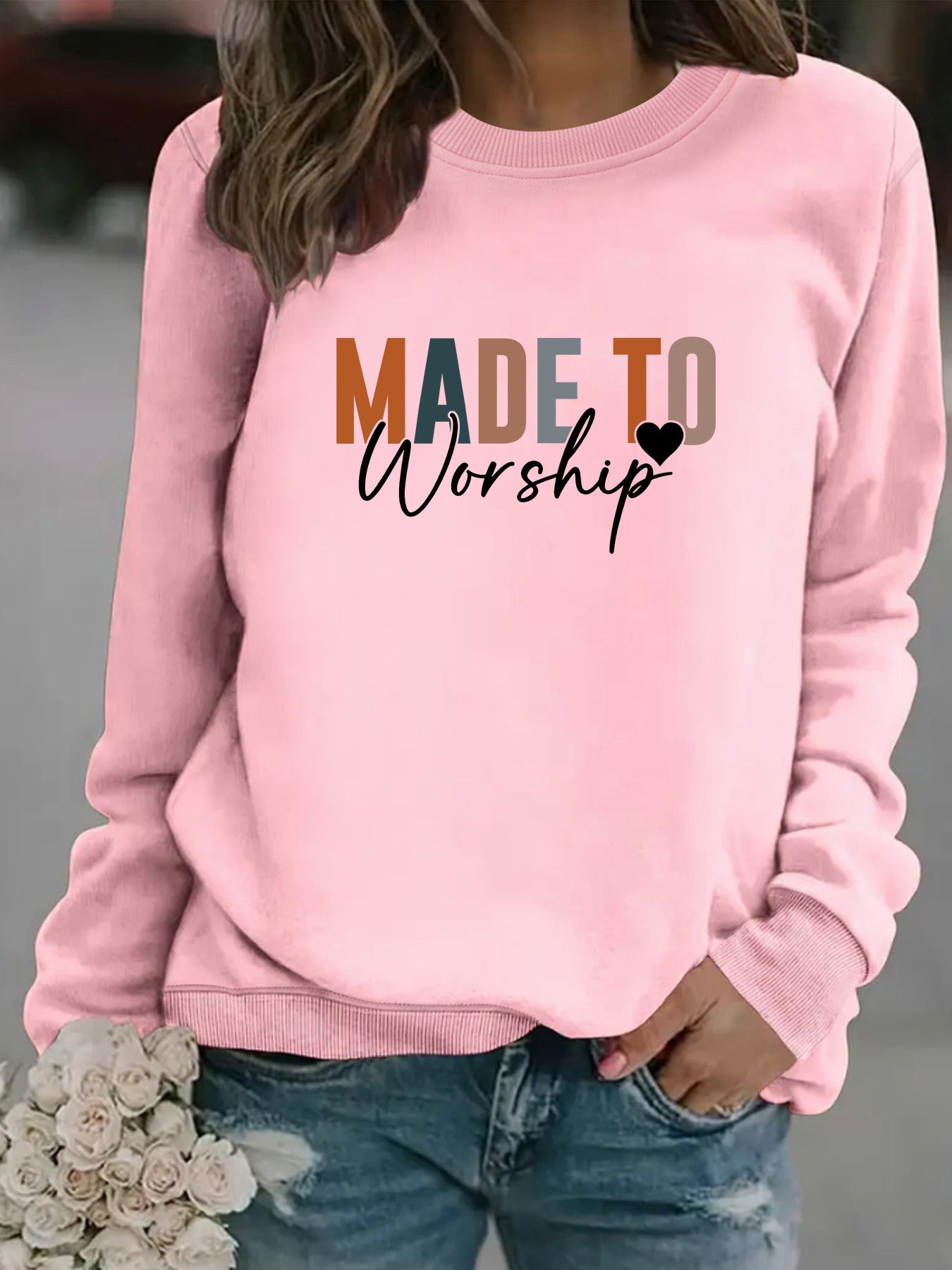 Round neck MADETO printed pullover sweatshirt sweatshirt