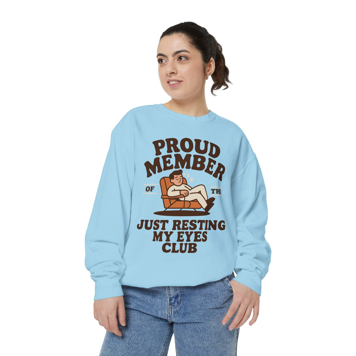 Funny Just Resting My Eyes Club Comfort Colors Sweatshirt, Tired Parent Crewneck, Sleep Lover Gift, Introvert Humor Pullover