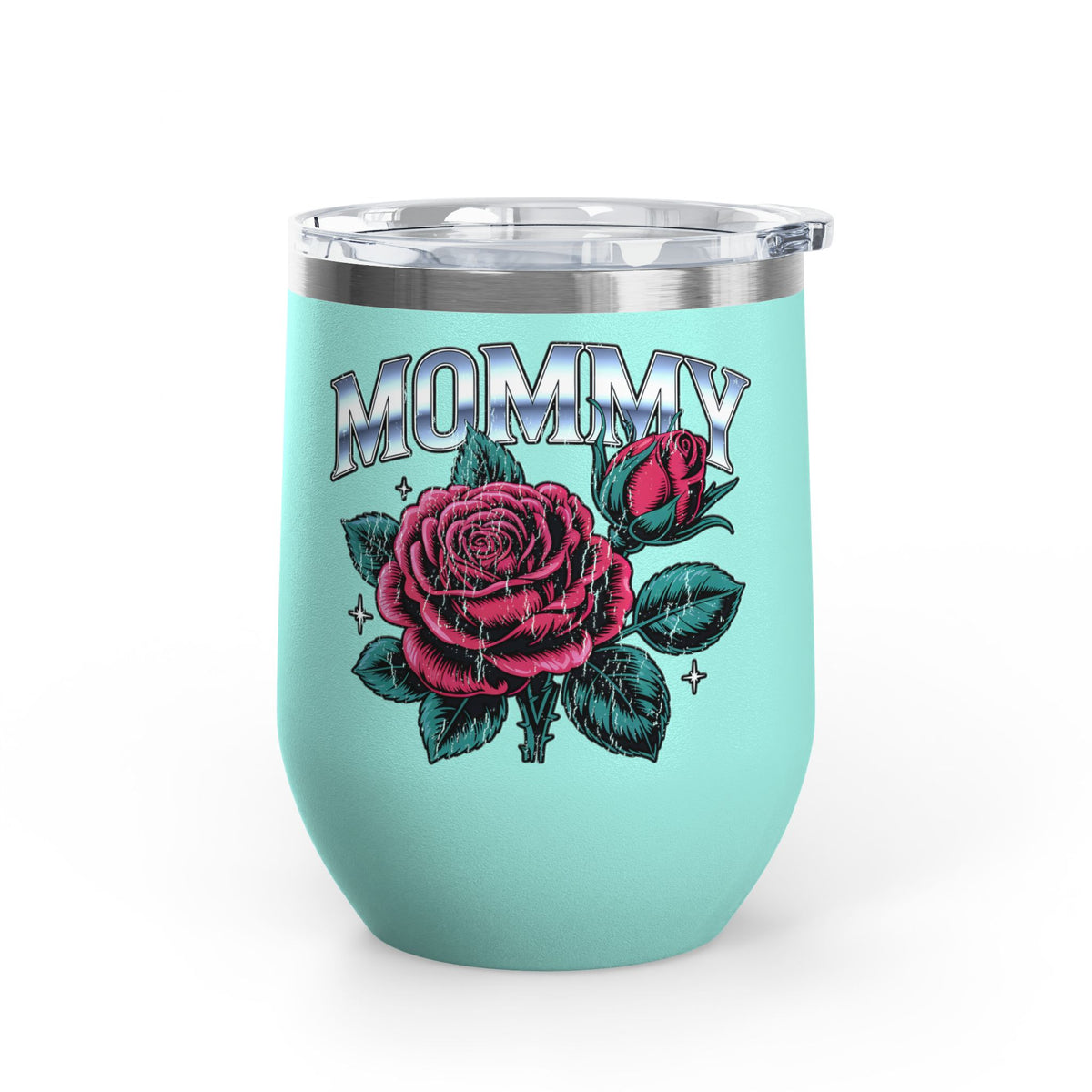 Mommy Rose Wine Tumbler, Pink Floral Cup, Mother's Day Gift for Mom, Birthday Present for Mama and Floral Lovers