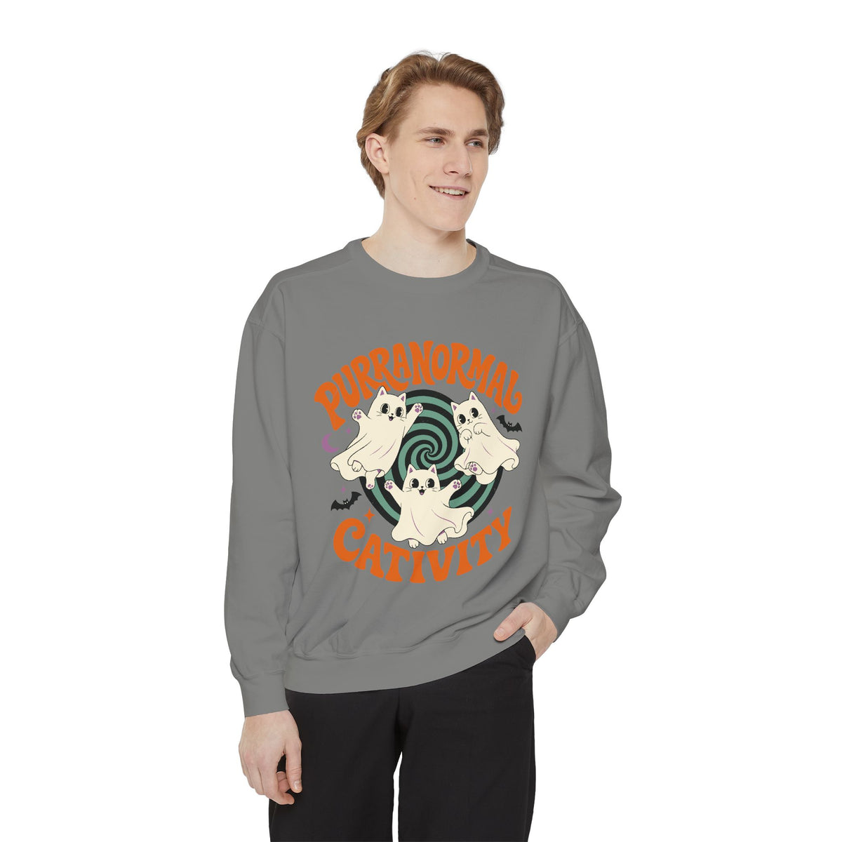 Purranormal Cativity Sweatshirt, Funny Halloween Cat Crewneck, Ghost Kitty Shirt for Cat Lover, Spooky Season Gift, Cute Fall Outfit