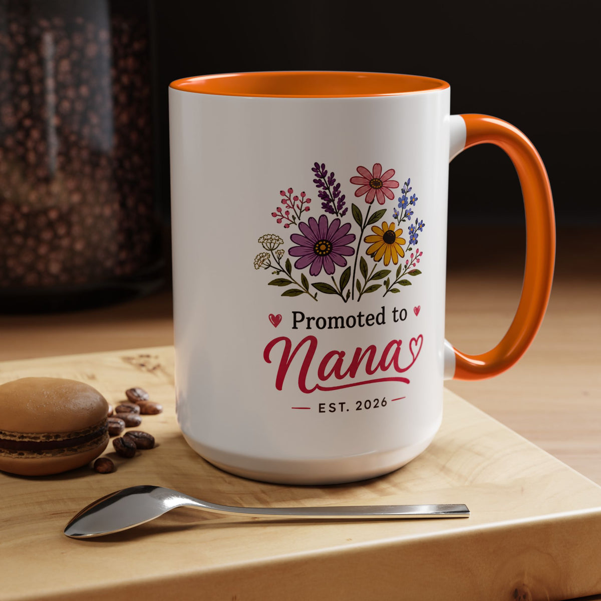 Promoted to Nana Mug, New Grandma Pregnancy Announcement Gift, Floral First Time Grandmother Coffee Cup, Baby Reveal Keepsake 2026