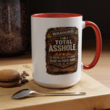 Funny Adult Humor Mug, Warning Total Asshole Coffee Mug, Sarcastic Gift for Men, Offensive Humor Cup, Funny Friend Gift
