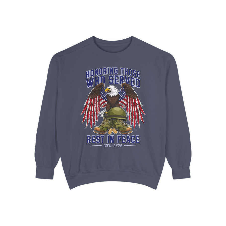 Honoring Those Who Served Sweatshirt, Military Memorial Crewneck, Fallen Soldier Tribute, Veteran Remembrance Gift, Patriotic Eagle Top