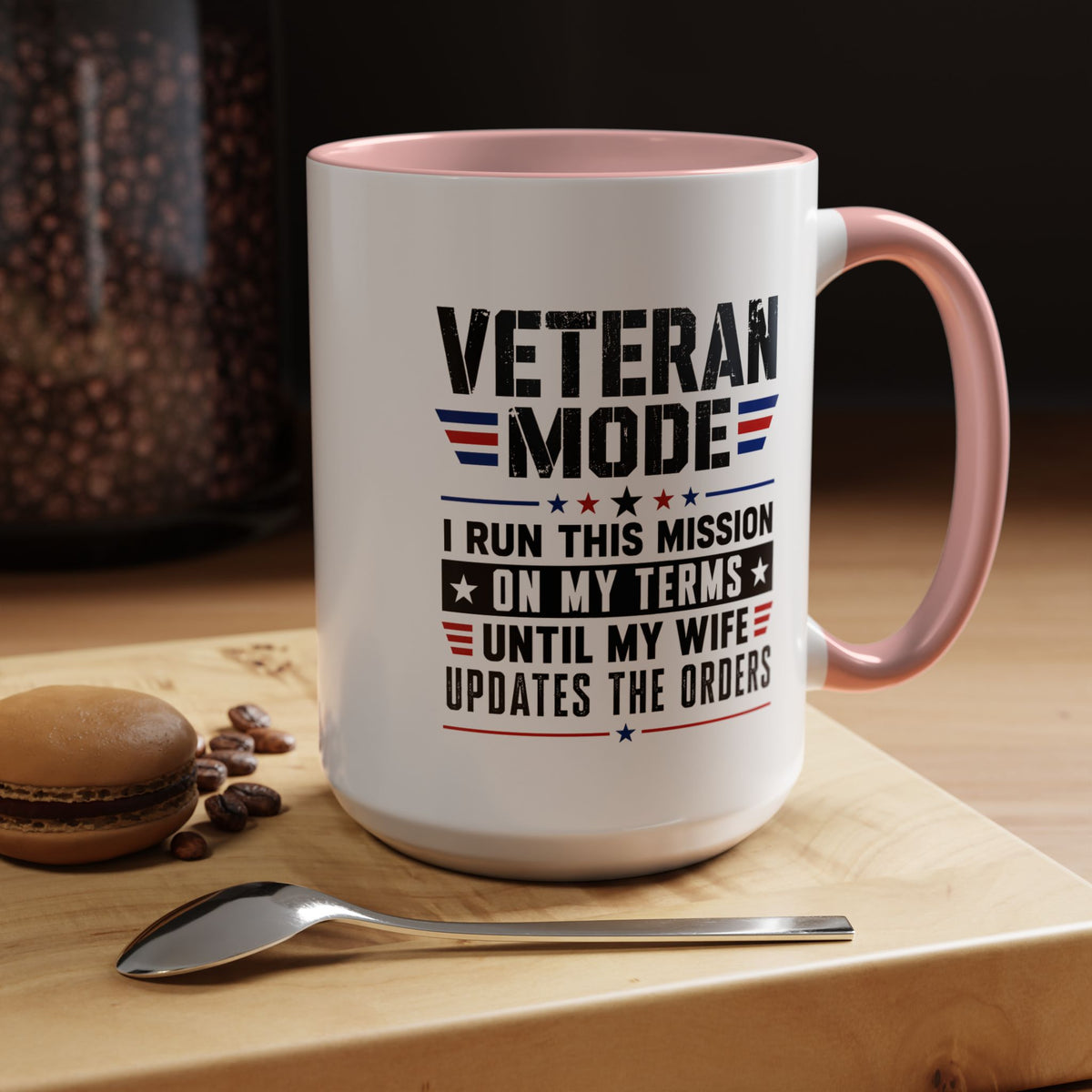 Funny Veteran Husband Mug, Veteran Mode Wife Updates Orders Coffee Cup, Military Spouse Gift for Retired Soldier, Anniversary or Birthday