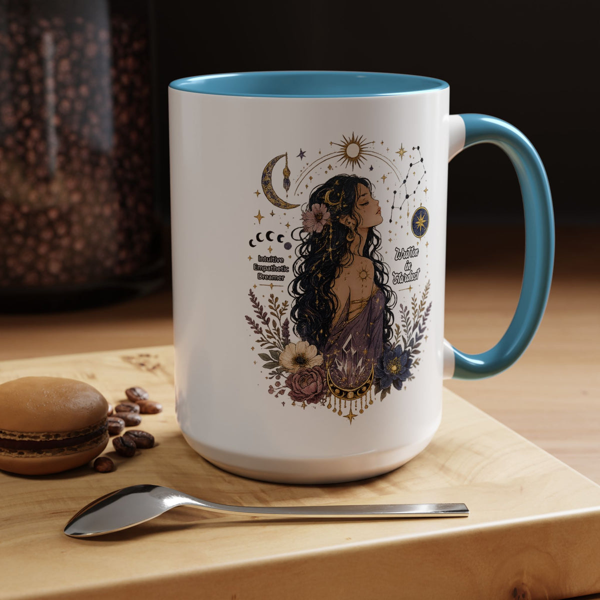 Intuitive Dreamer Astrology Coffee Mug, Mystic Woman Zodiac Mug, Written in Stardust Cup, Celestial Goddess Gift, Spiritual Coffee Mug
