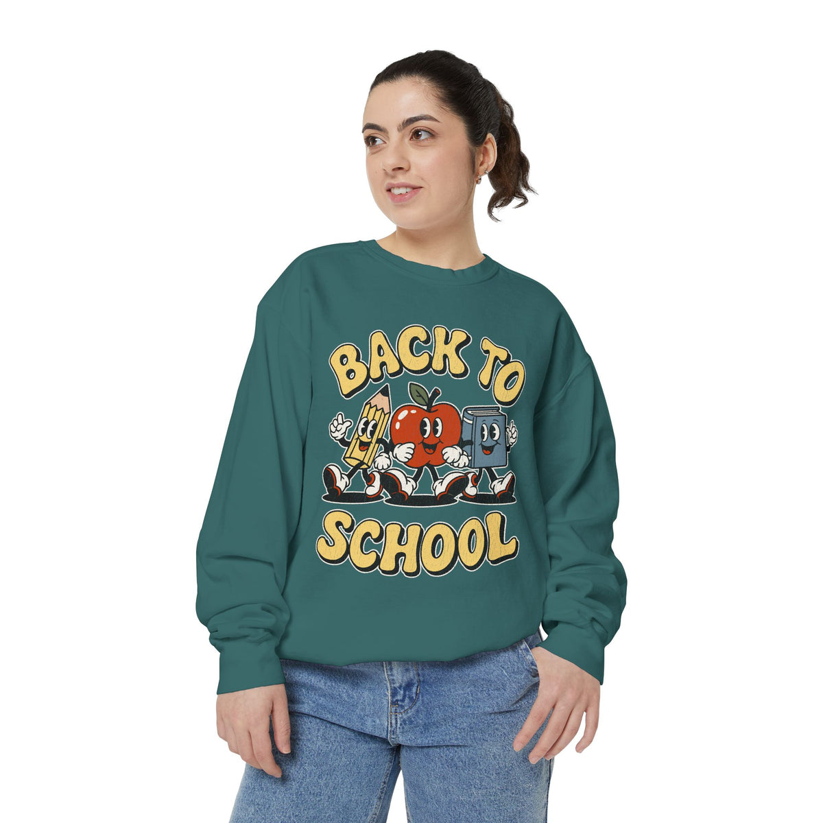 Back to School Sweatshirt, Retro Apple Pencil and Book Pullover, Teacher Crewneck, First Day Classroom Outfit, Educator Gift, School Staff