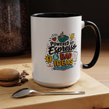 Powered by Espresso Mug, Funny Coffee Lover Cup, Bad Ideas Quote Gift for Coworker, Caffeine Addict Present, Office Humor Drinkware