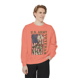 US Army Veteran Sweatshirt, American Flag Camo Crewneck, Military Dog Tag Pullover, Patriotic Soldier Gift, Retirement or Veterans Day Top