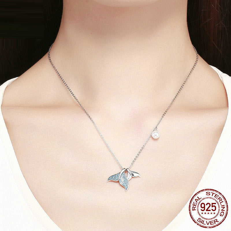 925 Mermaid Tears Zircon Bead Silver Necklace for Women