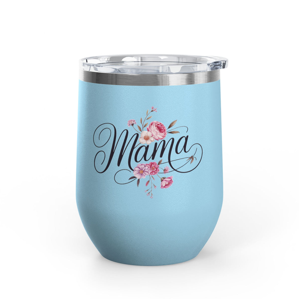 Mama Wine Tumbler, Floral Mom Gift, Mothers Day Wine Cup, Flower Drinkware for Mom, Mama Gift, Birthday Gift for Mother
