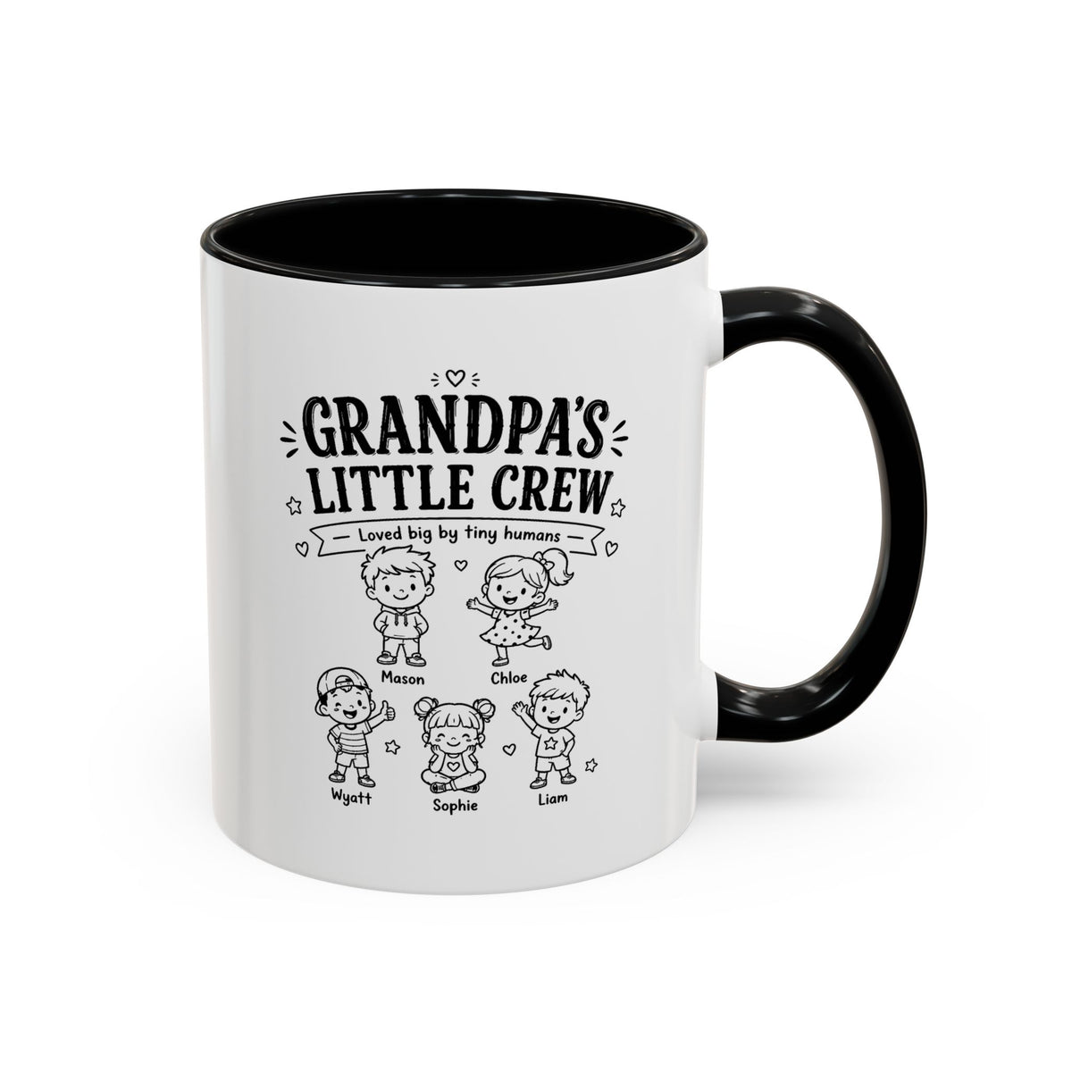 Personalized Grandpa Mug, Grandpa's Little Crew Coffee Cup, Grandchildren Name Gift, Father's Day Present, Family Birthday Keepsake