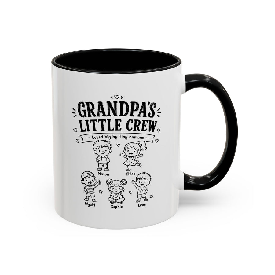 Personalized Grandpa Mug, Grandpa's Little Crew Coffee Cup, Grandchildren Name Gift, Father's Day Present, Family Birthday Keepsake