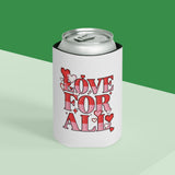 Love for All Can Cooler, Retro Pixel Heart Drink Sleeve, LGBTQ Pride Gift, Cute Summer Party Favor, Inclusive Gift for Friends