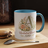 Personalized Floral Initial Mug, Custom Name Coffee Mug with Monogram Letter, Rooted in Beauty Gift for Women, Botanical Birthday Cup