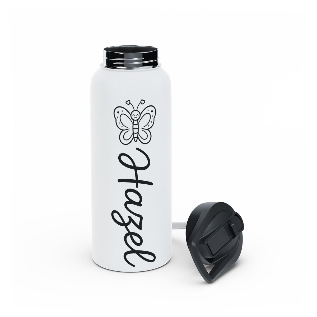 Personalized Butterfly Water Bottle, Custom Name Kids Water Bottle, Girls School Bottle, Back to School Gift