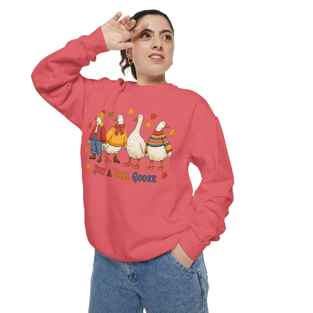 Funny Fall Goose Sweatshirt, Just a Fall Goose Autumn Pullover, Cute Cozy Gift for Bird Lover, Thanksgiving and October Outfit for Her