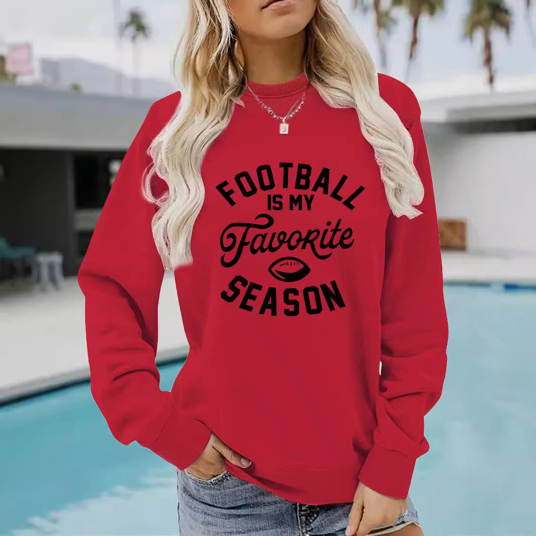 Round neck FOOTBALL printed pullover sweatshirt sweatshirt