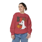 Funny Halloween Ghost Sweatshirt, Where My Boos At Party Pullover, Spooky Season Drinking Gift for Beer Lover, Adult Costume Party Outfit