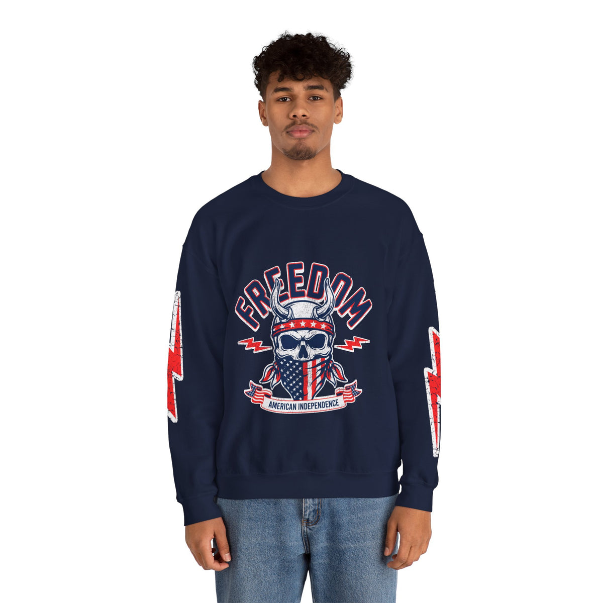 Freedom American Independence Sweatshirt, Patriotic Skull Crewneck, USA Flag Pullover, Fourth of July Outfit, Americana Gift for Him
