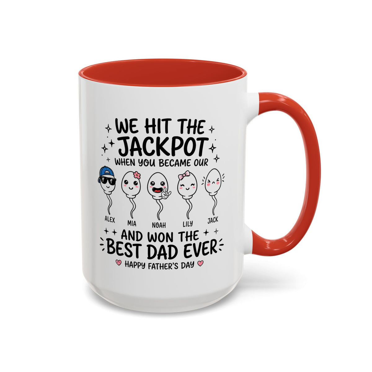 Personalized Best Dad Ever Mug, Custom Father's Day Coffee Mug with Kids Names, Funny Jackpot Dad Gift, Unique Family Keepsake Cup