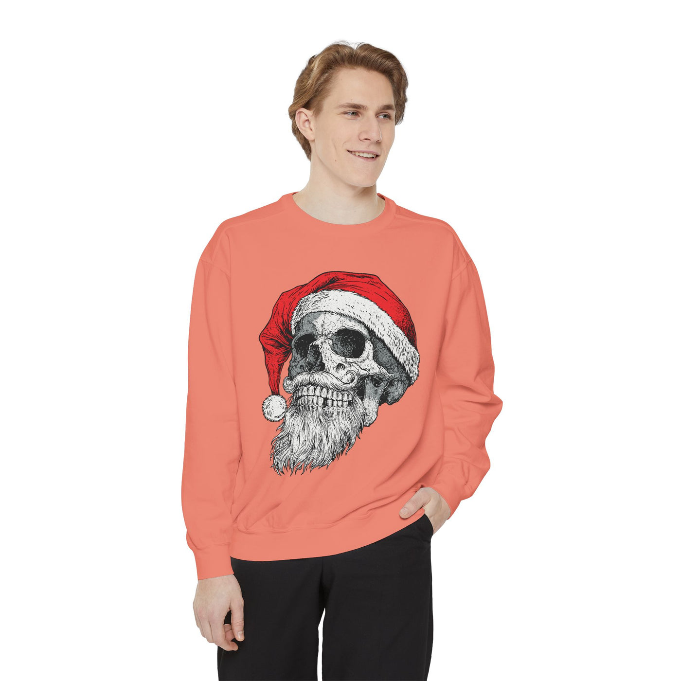 Skull Santa Sweatshirt, Gothic Christmas Crewneck, Creepy Holiday Skeleton Pullover, Alternative Xmas Gift for Metalhead or Horror Fan
