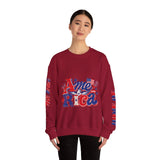 America Graphic Sweatshirt, Vintage USA Pullover, Patriotic American Flag Top, Fourth of July Outfit, Americana Gift for Women