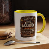 Funny Adult Humor Mug, Warning Total Asshole Coffee Mug, Sarcastic Gift for Men, Offensive Humor Cup, Funny Friend Gift
