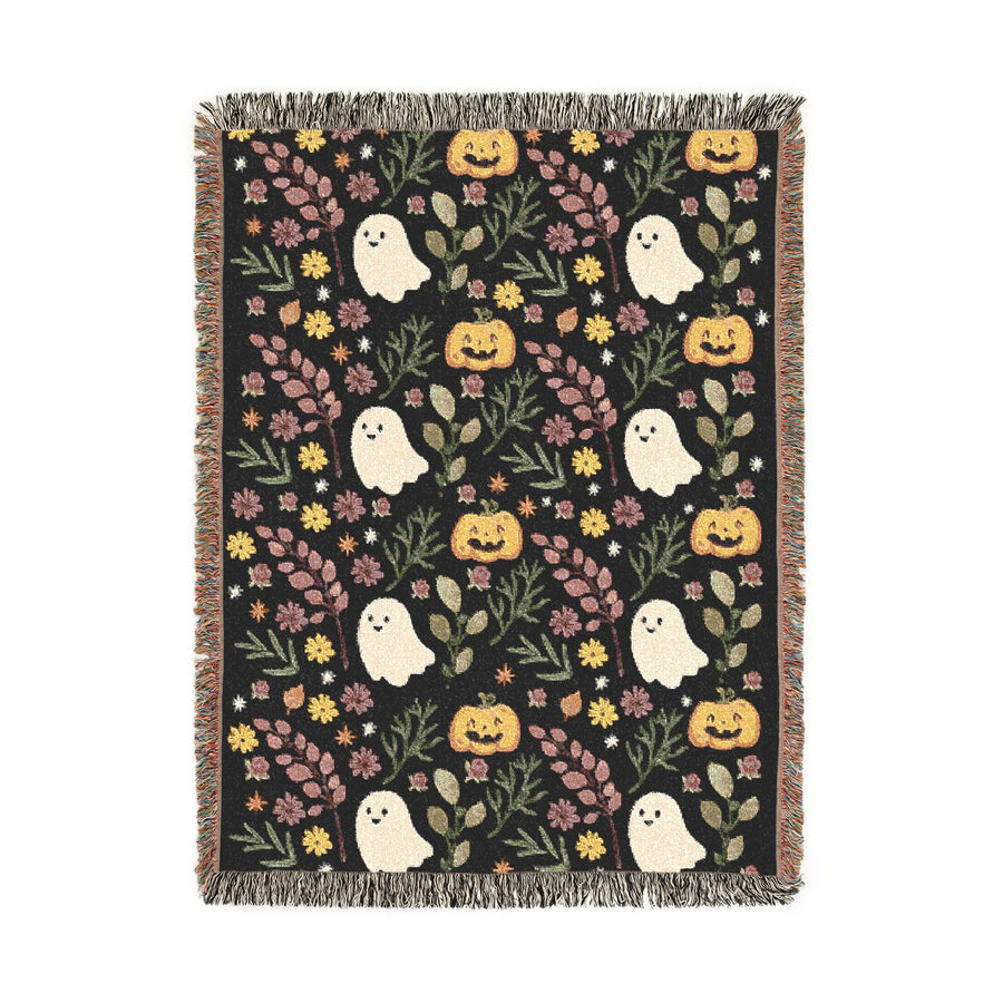 Cute Halloween Ghost Blanket, Spooky Pumpkin Throw for Cozy Fall Home Decor, Whimsical Gothic Cottage Gift, Cute Autumn Sofa Blanket