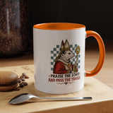 Praise the Lord and Pass the Trash Coffee Mug, Funny Opossum Pope Gift for Friends, Sarcastic Christian Possum Ceramic Tea Cup with Black Handle