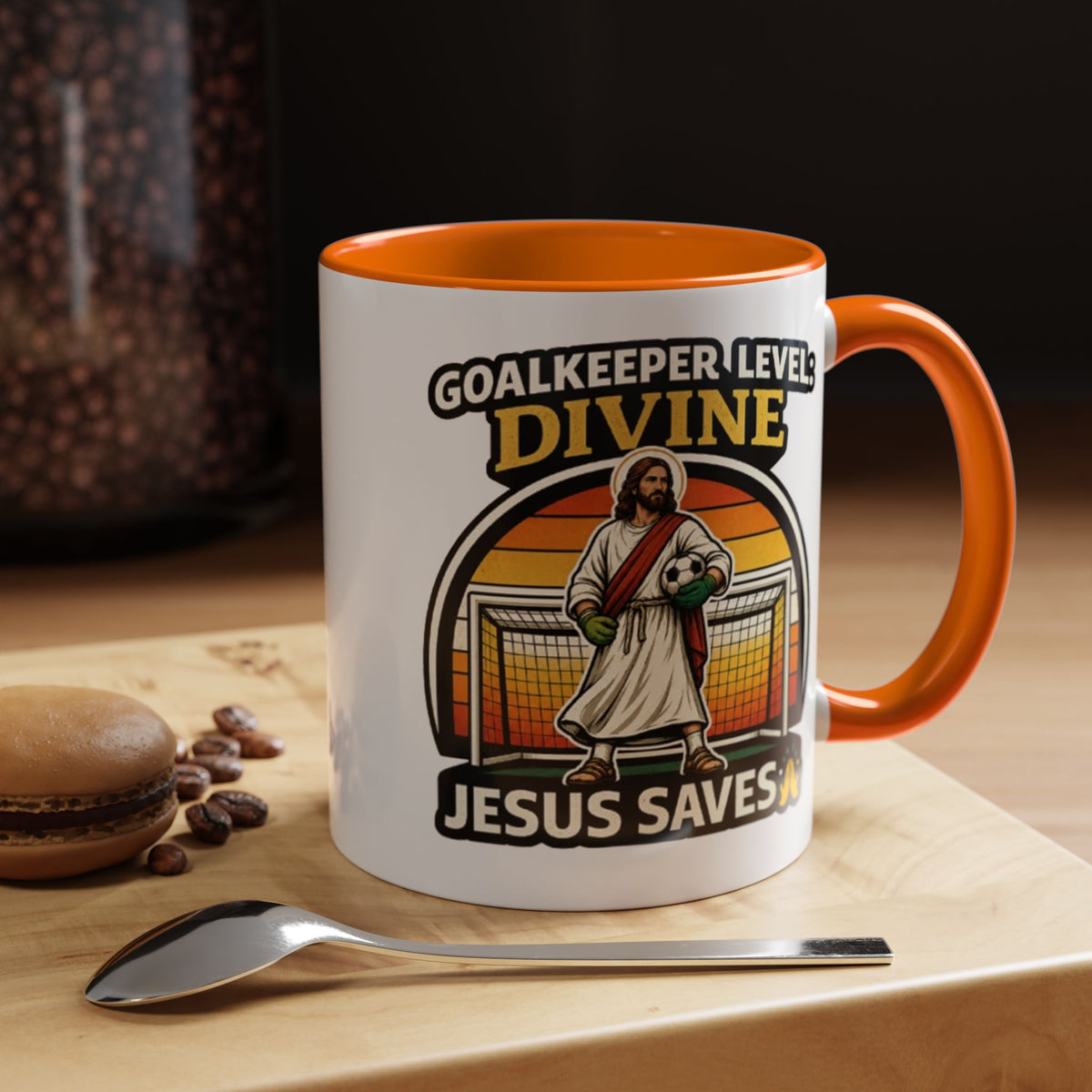 Christian Soccer Goalkeeper Mug, Jesus Saves Coffee Mug, Faith Based Sports Gift, Soccer Player Christian Mug, Goalie Gift for Believers