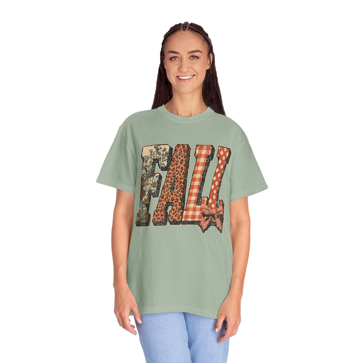 Patchwork Fall Shirt, Floral Leopard Plaid Autumn Graphic Tee, Coquette Bow Seasonal Gift for Women, Cozy Thanksgiving Outfit for Her