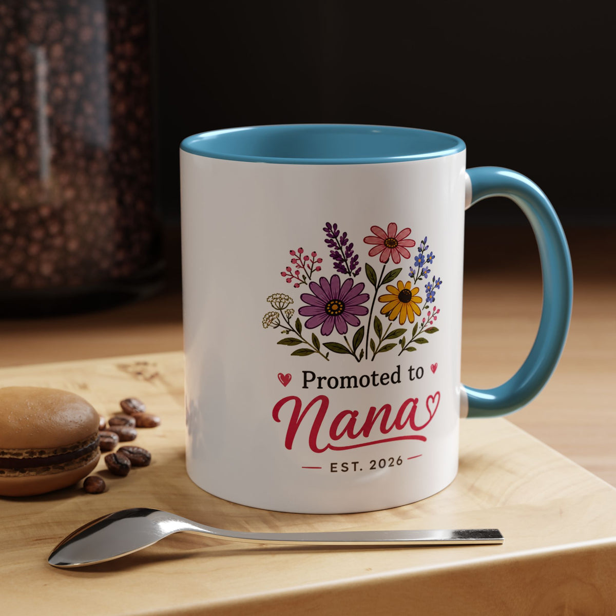 Promoted to Nana Mug, New Grandma Pregnancy Announcement Gift, Floral First Time Grandmother Coffee Cup, Baby Reveal Keepsake 2026