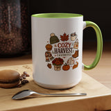 Cozy Harvest Coffee Mug, Cute Autumn Favorites Cup, Fall Gift for Her, Pumpkin Spice Lover Birthday Present, Thanksgiving Kitchen Decor